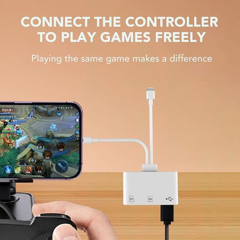 قارئ بطاقة SD لجهاز iPhone iPad، موصل Lightning مزدوج وموصل USB C، محول قارئ بطاقة ذاكرة Micro SD لـ SD، بطاقة TF، قرص USB، لجهاز iPhone/iPad/MacBook، التوصيل والتشغيل in Kuwait