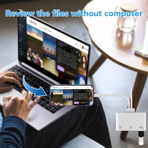 قارئ بطاقة SD لجهاز iPhone iPad، موصل Lightning مزدوج وموصل USB C، محول قارئ بطاقة ذاكرة Micro SD لـ SD، بطاقة TF، قرص USB، لجهاز iPhone/iPad/MacBook، التوصيل والتشغيل in Kuwait