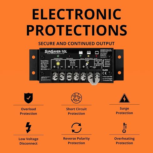 Morningstar SunSaver 10A PWM Solar Charge Controller 12V Battery LVD | Solar Controller | Solar Electric Fence Charger | Charge Controller | Solar Panel Controller | Lowest Fail Rate in Saudi Arabia