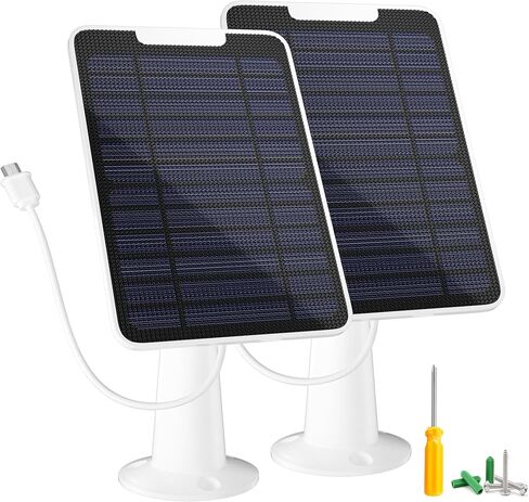 5W Solar Panel Charger Compatible with SimpliSafe Outdoor Security Camera only, Continuous Solar Power for SimpliSafe Camera, IP65 Waterproof, w/ 13.1ft Cable, Secure Wall Mount & Screwdriver, 2 Pack in Saudi Arabia