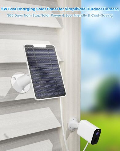 5W Solar Panel Charger Compatible with SimpliSafe Outdoor Security Camera only, Continuous Solar Power for SimpliSafe Camera, IP65 Waterproof, w/ 13.1ft Cable, Secure Wall Mount & Screwdriver, 2 Pack in Saudi Arabia