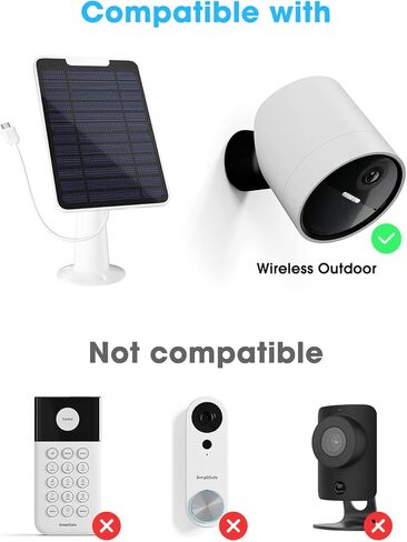 5W Solar Panel Charger Compatible with SimpliSafe Outdoor Security Camera only, Continuous Solar Power for SimpliSafe Camera, IP65 Waterproof, w/ 13.1ft Cable, Secure Wall Mount & Screwdriver, 2 Pack in Saudi Arabia