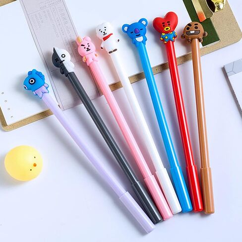 KRIZJUES Fluffy Fur Pom Pom Pens, Bunny Kawaii School Supplies Pens Cute Cartoon Gel Ink Pens Boys Girls Fun Pens Suitable for Writing, Gifts for Children and Teachers, Black Refill 0.5mm (4pcs) in Saudi Arabia