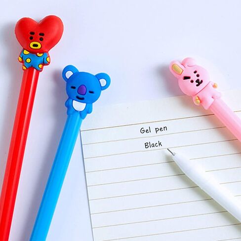 KRIZJUES Fluffy Fur Pom Pom Pens, Bunny Kawaii School Supplies Pens Cute Cartoon Gel Ink Pens Boys Girls Fun Pens Suitable for Writing, Gifts for Children and Teachers, Black Refill 0.5mm (4pcs) in Saudi Arabia