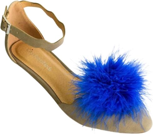 Detachable Royal Blue Feather Pom Pom Shoe Clips Set of 2 in Saudi Arabia
