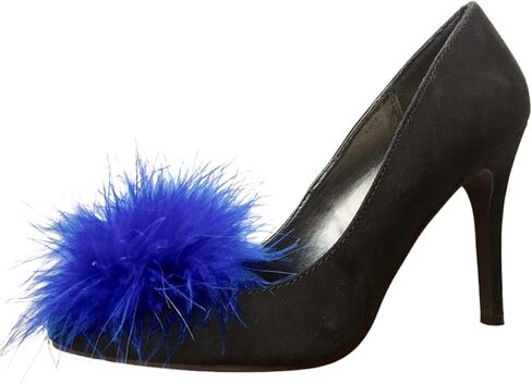 Detachable Royal Blue Feather Pom Pom Shoe Clips Set of 2 in Saudi Arabia