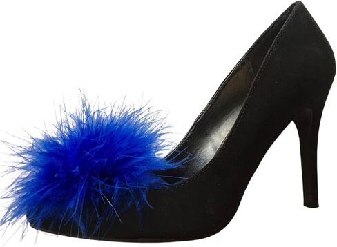 Detachable Royal Blue Feather Pom Pom Shoe Clips Set of 2 in Saudi Arabia