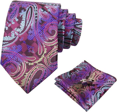 Ties for Men Set, Fashion Mens Ties and Pocket Square Sets with Cufflinks for Wedding Business in Saudi Arabia
