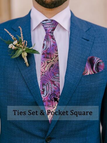 Ties for Men Set, Fashion Mens Ties and Pocket Square Sets with Cufflinks for Wedding Business in Saudi Arabia