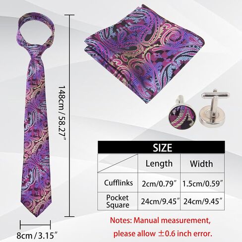 Ties for Men Set, Fashion Mens Ties and Pocket Square Sets with Cufflinks for Wedding Business in Saudi Arabia