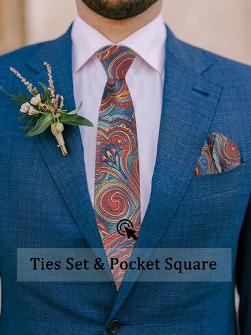 Ties for Men Set, Fashion Mens Ties and Pocket Square Sets with Cufflinks for Wedding Business in Saudi Arabia