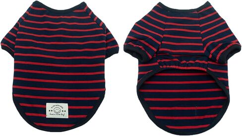 Dog Shirt Light Elastic Soft Comfortable Breathable Cotton Pet Apparel Safe Care for Small Medium Dogs & Cats Stylish Wide Striped Design for Puppies Ideal for Everyday Wear L/Blue-red in Saudi Arabia