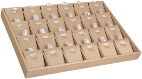 Kyodai Jewelry Storage Tray 18 Grid Pendant Organizer Neclace Earrings Display Holder Beige Box in Saudi Arabia