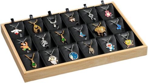 Kyodai Jewelry Storage Tray 18 Grid Pendant Organizer Neclace Earrings Display Holder Beige Box in Saudi Arabia