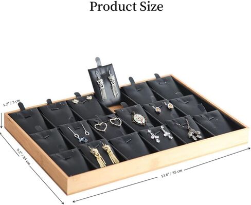 Kyodai Jewelry Storage Tray 18 Grid Pendant Organizer Neclace Earrings Display Holder Beige Box in Saudi Arabia