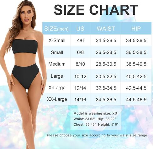 بيكيني نسائي عالي الخصر من Kepblom - جزء سفلي ذو قصة عالية للشاطئ وحمام السباحة والمهرجانات، أسود، XXL in Kuwait