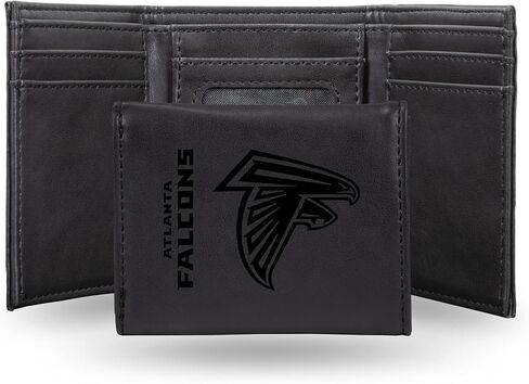 NFL Atlanta Falcons Men’s Trifold Black Wallet- Premium Laser-Engraved NFL Team Logo on Vegan/Faux Leather- Minimalist Design Includes ID Window and Credit Card Holder- Ideal Men’s Gift in Saudi Arabia