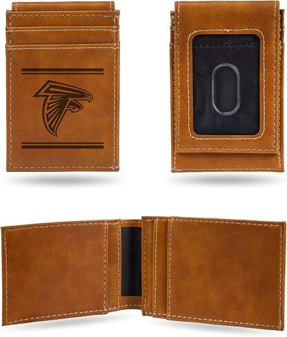 NFL Atlanta Falcons Men’s Trifold Black Wallet- Premium Laser-Engraved NFL Team Logo on Vegan/Faux Leather- Minimalist Design Includes ID Window and Credit Card Holder- Ideal Men’s Gift in Saudi Arabia