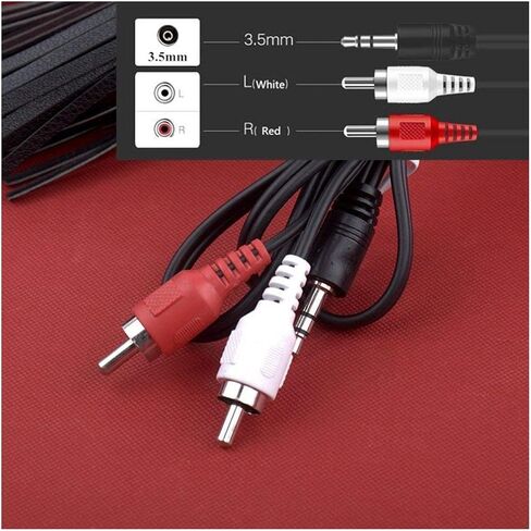 كابل صوت ستيريو 3.5 ملم ذكر إلى ذكر RCA مزدوج (يمين ويسار)، 1 قدم CNE455759 in Saudi Arabia