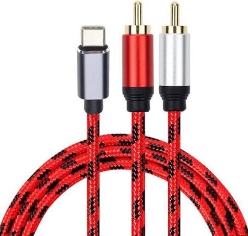 كابل صوت USB C/Type-C ذكر إلى 2 RCA ذكر، جهاز كمبيوتر محمول إلى المنزل Y مقسم مع شريحة رقمية متوافقة مع Pad Pro 2018، Google Pixel 3/2/2XL MacBook Moto Z، Google Pixel 3/2/XL(10أقدام) in Saudi Arabia