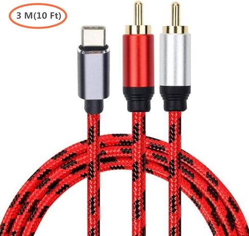 كابل صوت USB C/Type-C ذكر إلى 2 RCA ذكر، جهاز كمبيوتر محمول إلى المنزل Y مقسم مع شريحة رقمية متوافقة مع Pad Pro 2018، Google Pixel 3/2/2XL MacBook Moto Z، Google Pixel 3/2/XL(10أقدام) in Saudi Arabia