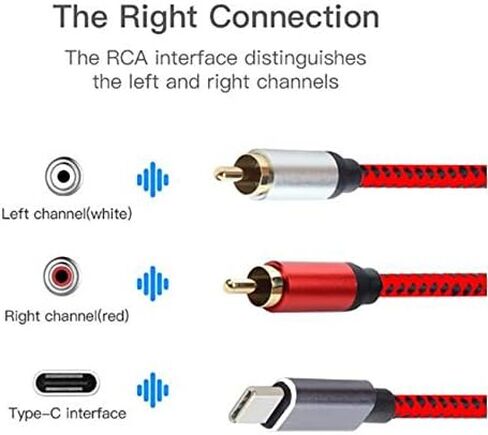 كابل صوت USB C/Type-C ذكر إلى 2 RCA ذكر، جهاز كمبيوتر محمول إلى المنزل Y مقسم مع شريحة رقمية متوافقة مع Pad Pro 2018، Google Pixel 3/2/2XL MacBook Moto Z، Google Pixel 3/2/XL(10أقدام) in Saudi Arabia