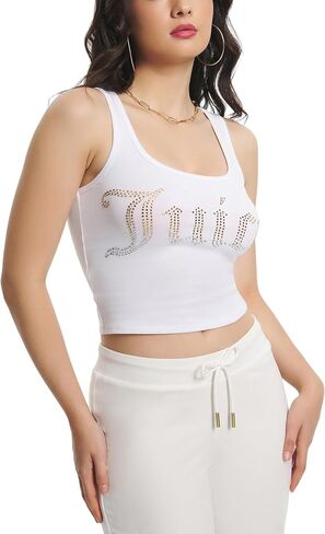 Juicy Couture Women's Basic Fitted Cropped Tank with Ombre Hotfix in Saudi Arabia