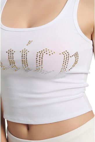 Juicy Couture Women's Basic Fitted Cropped Tank with Ombre Hotfix in Saudi Arabia