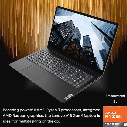 Lenovo V15 Gen 4 Laptop, 15.6 inch FHD Display, AMD Ryzen 3 7320U Processor, 16GB RAM, 256GB PCIe SSD, Long Battery Life, Dolby Audio, USB-C, HDMI, Ethernet Port, Win 11 Pro, w/WOWPC Bundle in Saudi Arabia