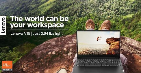 Lenovo V15 Gen 4 Laptop, 15.6 inch FHD Display, AMD Ryzen 3 7320U Processor, 16GB RAM, 256GB PCIe SSD, Long Battery Life, Dolby Audio, USB-C, HDMI, Ethernet Port, Win 11 Pro, w/WOWPC Bundle in Saudi Arabia