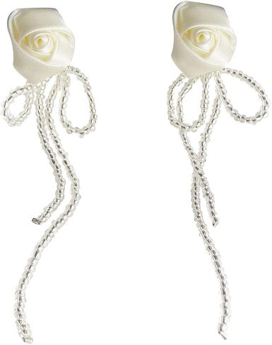 Bohemian Flower Dangle Drop Earrings Braided Floral Beaded Tassel Earrings Beach Vacation Wedding Party for Women Girls in Saudi Arabia