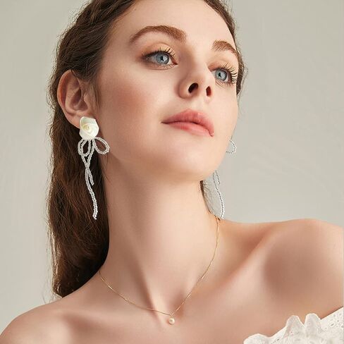 Bohemian Flower Dangle Drop Earrings Braided Floral Beaded Tassel Earrings Beach Vacation Wedding Party for Women Girls in Saudi Arabia