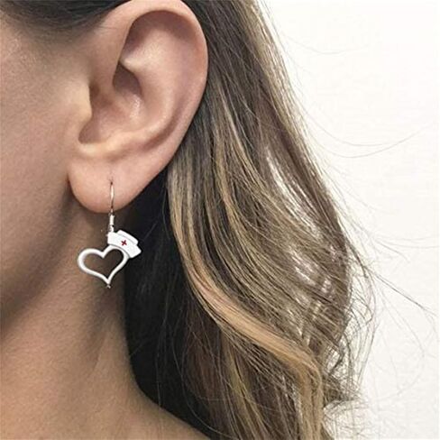 coadipress Nurse Earrings Nurse Cap Earrings for Doctor Nurse Love Heart Dangle Earrings Medical Symbol Earrings Earrings Medical Students Medical Themed Jewelry Graduation Gift in Saudi Arabia