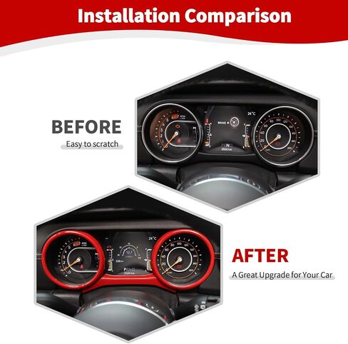 RT-TCZ for Jeep JL Dashboard Instrument Panel Trim Ring Cover for Jeep Wrangler JL JLU Gladiator JT 2018-2023 Red Interior Accessories 3pcs in Saudi Arabia