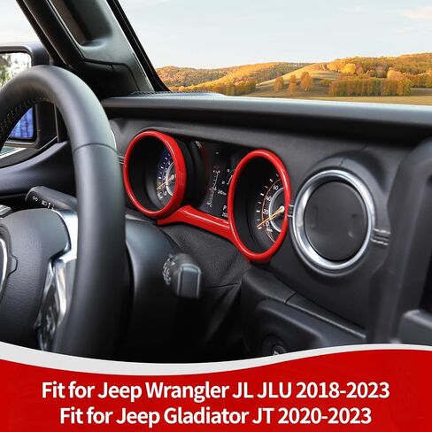 RT-TCZ for Jeep JL Dashboard Instrument Panel Trim Ring Cover for Jeep Wrangler JL JLU Gladiator JT 2018-2023 Red Interior Accessories 3pcs in Saudi Arabia