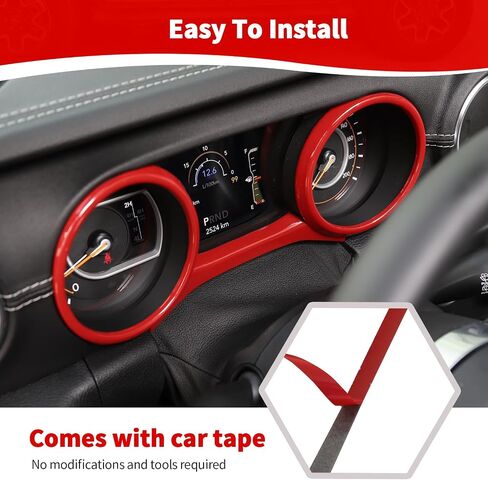 RT-TCZ for Jeep JL Dashboard Instrument Panel Trim Ring Cover for Jeep Wrangler JL JLU Gladiator JT 2018-2023 Red Interior Accessories 3pcs in Saudi Arabia
