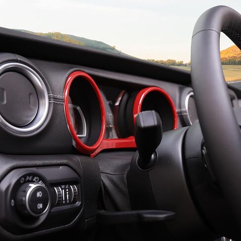 RT-TCZ for Jeep JL Dashboard Instrument Panel Trim Ring Cover for Jeep Wrangler JL JLU Gladiator JT 2018-2023 Red Interior Accessories 3pcs in Saudi Arabia