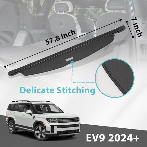 غطاء حقيبة السيارة القابل للسحب من BestEvMod متوافق مع ملحقات Kia EV9 2024 الداخلية وغطاء حقيبة السيارة الخلفي وغطاء الخصوصية باللون الأسود in Saudi Arabia