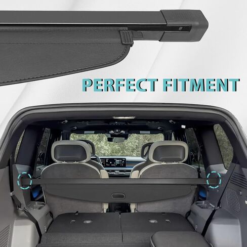 غطاء حقيبة السيارة القابل للسحب من BestEvMod متوافق مع ملحقات Kia EV9 2024 الداخلية وغطاء حقيبة السيارة الخلفي وغطاء الخصوصية باللون الأسود in Saudi Arabia