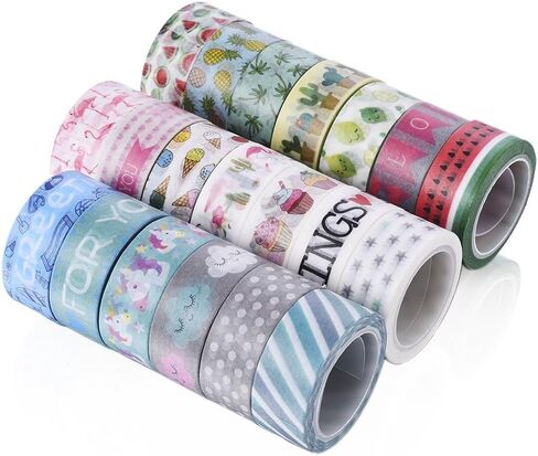 مجموعة شريط واشي 20 لفة، شريط لاصق مزخرف للحرف اليدوية وسجلات القصاصات والمخططين in Kuwait