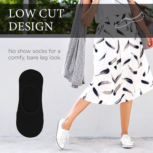 Eedor No Show Socks Womens - Non Slip Low Cut Ankle - Invisible Liner Socks for Casual & Formal Wear - Soft & Stretchable in Saudi Arabia