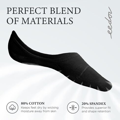 Eedor No Show Socks Womens - Non Slip Low Cut Ankle - Invisible Liner Socks for Casual & Formal Wear - Soft & Stretchable in Saudi Arabia