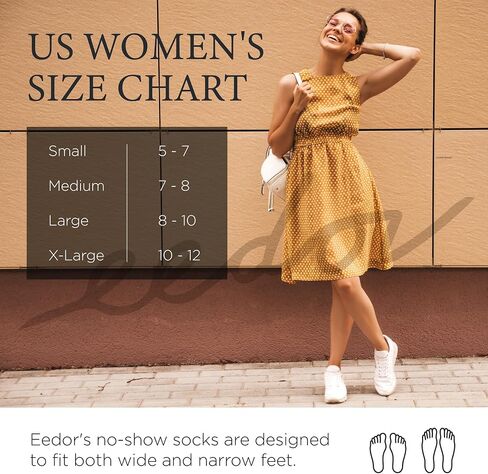 Eedor No Show Socks Womens - Non Slip Low Cut Ankle - Invisible Liner Socks for Casual & Formal Wear - Soft & Stretchable in Saudi Arabia