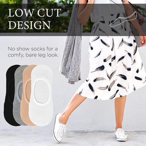 Eedor No Show Socks Womens - Non Slip Low Cut Ankle - Invisible Liner Socks for Casual & Formal Wear - Soft & Stretchable in Saudi Arabia