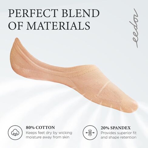 Eedor No Show Socks Womens - Non Slip Low Cut Ankle - Invisible Liner Socks for Casual & Formal Wear - Soft & Stretchable in Saudi Arabia