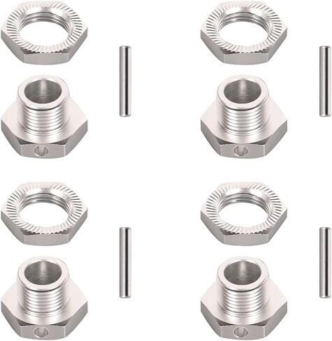 17mm Hex Wheel Drive Hubs Adapter, 17mm Hex Wheel Drive Hubs Adapter Nuts, Hex Wheel Drive Hubs Adapter Nuts with Pins for Traxxas Axial HPI HSP Redcat 1/8 RC Truck (Silver) in Kuwait