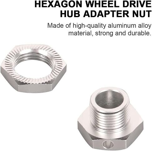 17mm Hex Wheel Drive Hubs Adapter, 17mm Hex Wheel Drive Hubs Adapter Nuts, Hex Wheel Drive Hubs Adapter Nuts with Pins for Traxxas Axial HPI HSP Redcat 1/8 RC Truck (Silver) in Kuwait