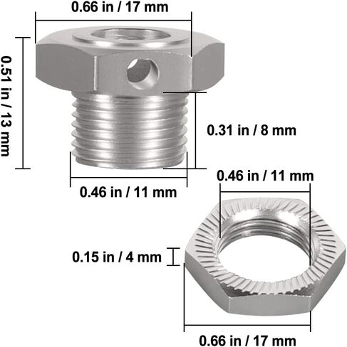 17mm Hex Wheel Drive Hubs Adapter, 17mm Hex Wheel Drive Hubs Adapter Nuts, Hex Wheel Drive Hubs Adapter Nuts with Pins for Traxxas Axial HPI HSP Redcat 1/8 RC Truck (Silver) in Kuwait