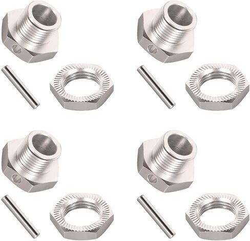 17mm Hex Wheel Drive Hubs Adapter, 17mm Hex Wheel Drive Hubs Adapter Nuts, Hex Wheel Drive Hubs Adapter Nuts with Pins for Traxxas Axial HPI HSP Redcat 1/8 RC Truck (Silver) in Kuwait