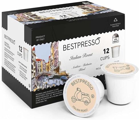 ماكينة صنع القهوة Keurig K-Mini Plus ذات الخدمة الفردية مع مجموعة تخزين K-Cup (أسود) مع سائل إزالة الترسبات و12 قطعة من الشواء الإيطالي (3 قطع) in Kuwait